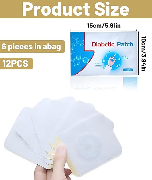 12Pcs Natural Diabetic Glucose Support Patches