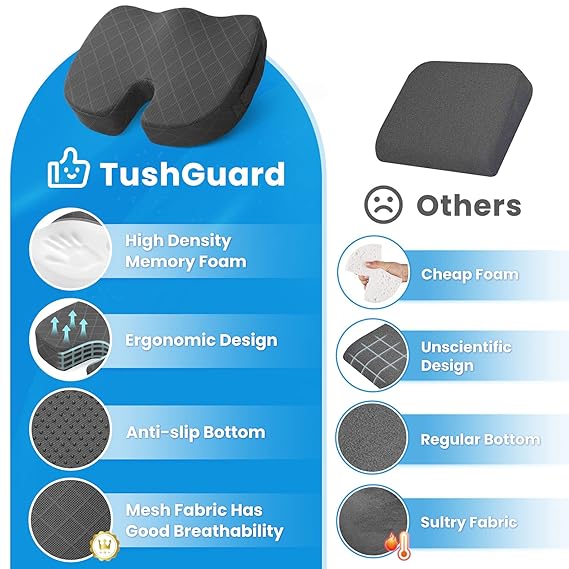 All-Day Comfort Cushion – Memory Foam Support for Work, Drive & Travel