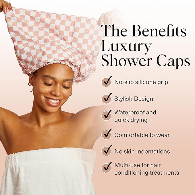 Luxury Reusable Shower Caps for Women Waterproof